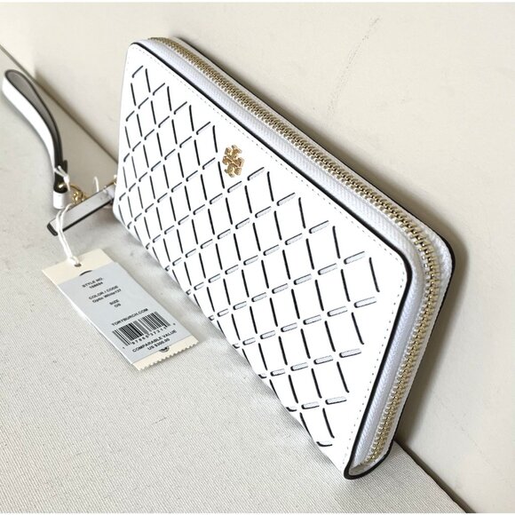 New Tory Burch Emerson Perforated Patent Leather Continental Wallet &Card Holder - Picture 2 of 6